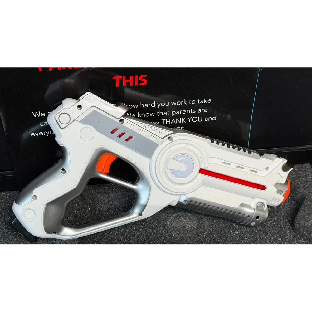 Dynasty Toys Laser Tag Set: 2 Player Battle Blasters, Blue White w/Case, WORKS